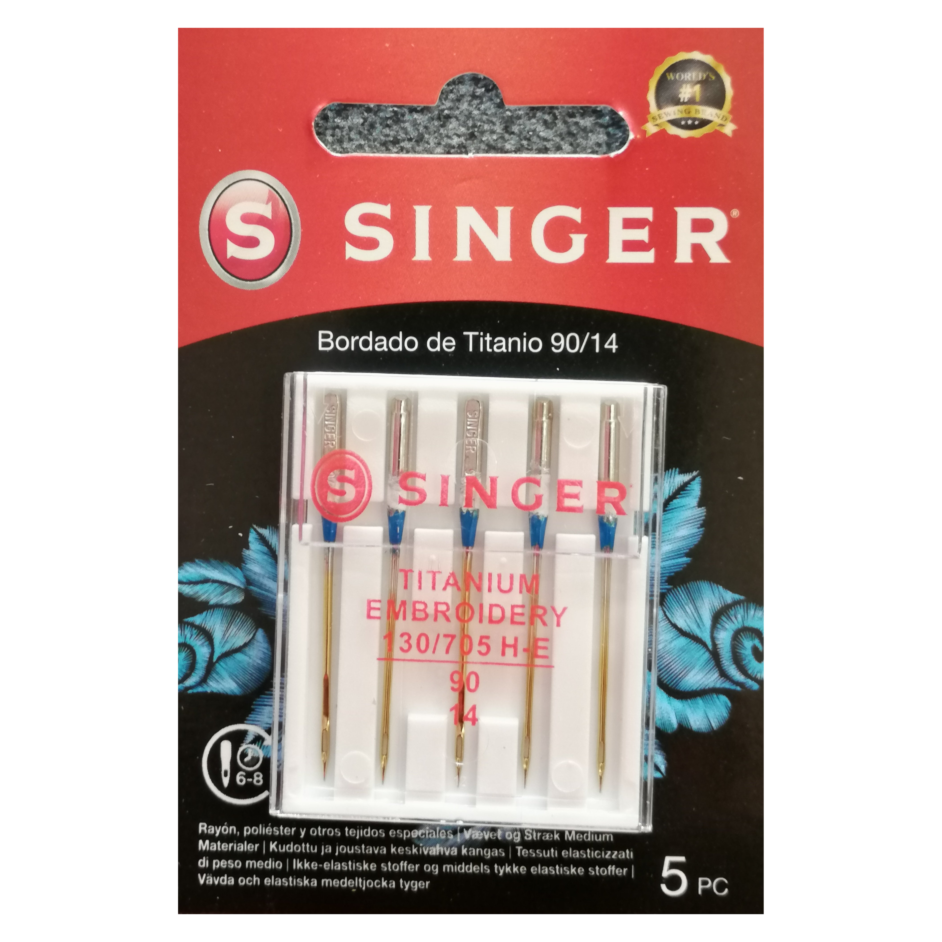 Aghi Singer da ricamo in titanio n.90