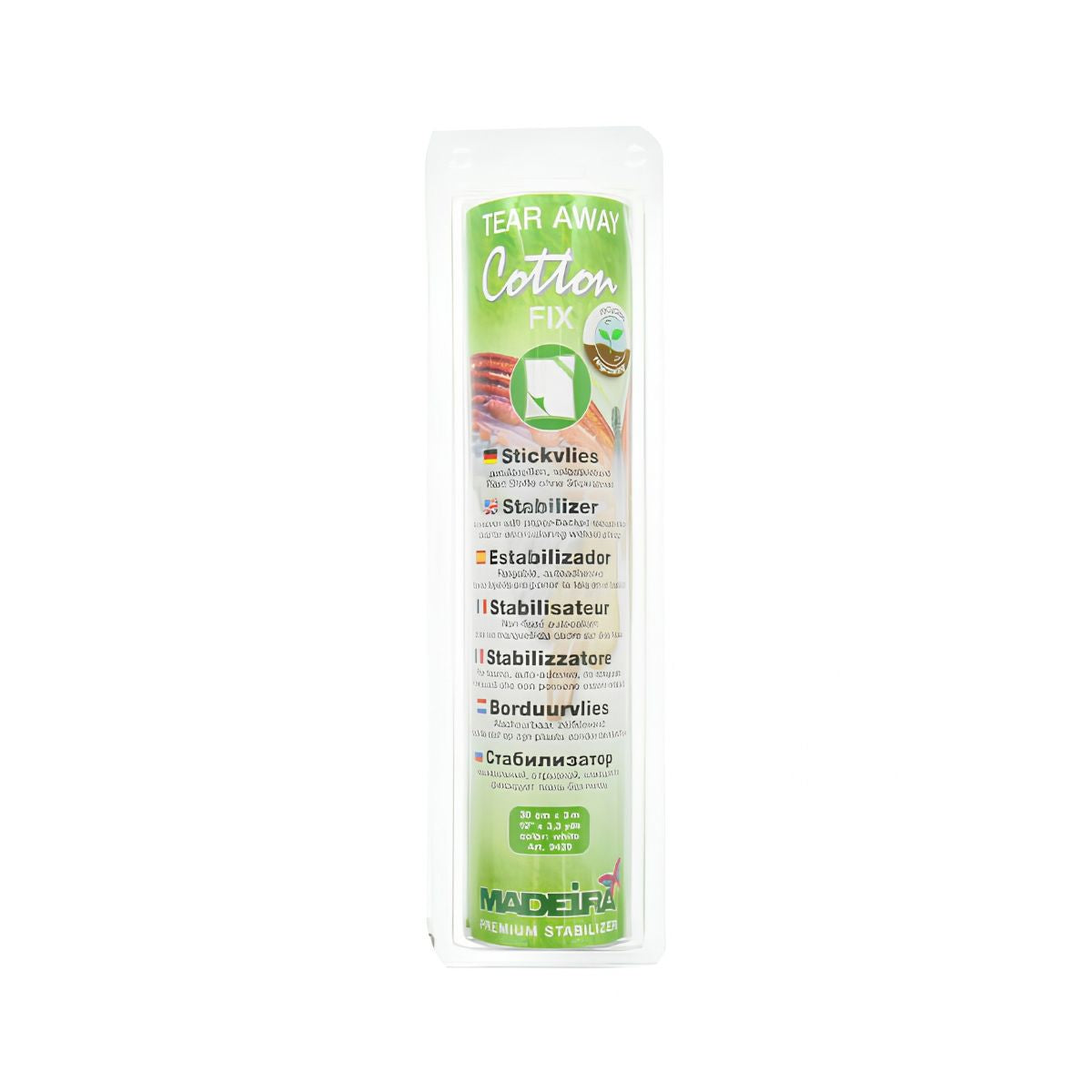 MADEIRA Cotton Fix Tear Away 9439 Stabilizzatore autoadesivo bianco per ricamo