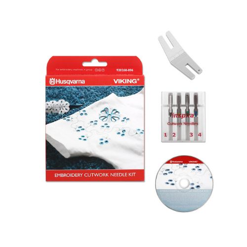 Husqvarna viking Embroidery Cutwork needle kit intaglio contenuto scatola