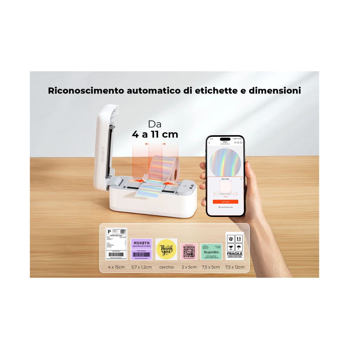 Munbyn Realwriter 402B Stampante termica per Etichette con Bluetooth