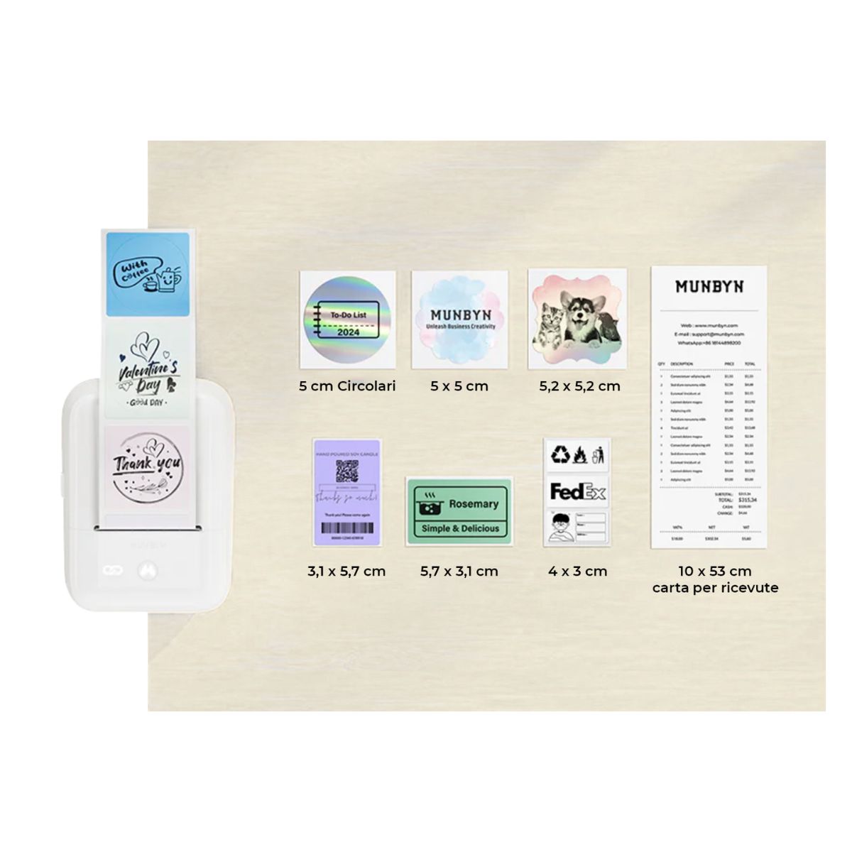 Munbyn Funmaker 226 Stampante per Etichette con bluetooth esempi di stampa