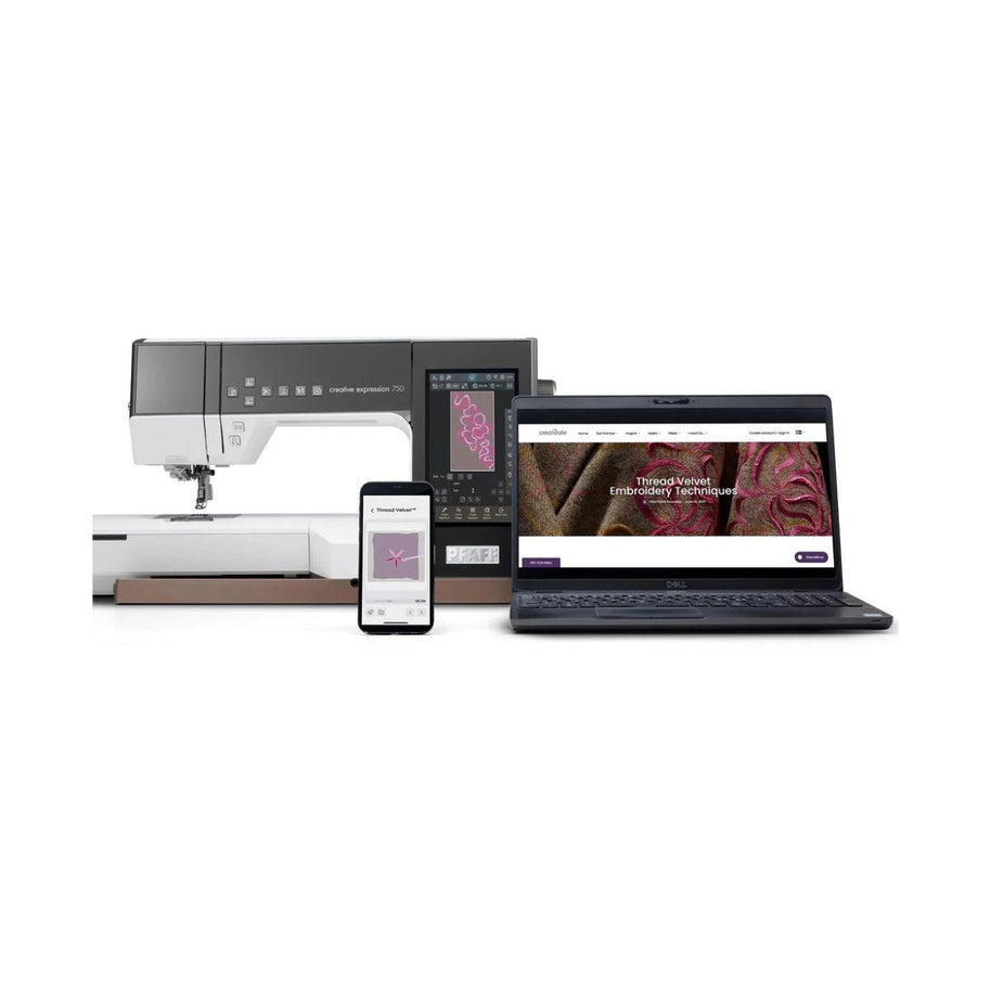 Macchina da cucire e ricamare Pfaff Creative Expression 750 con Telaio 350 x 360 mm gestibile con App Creativate