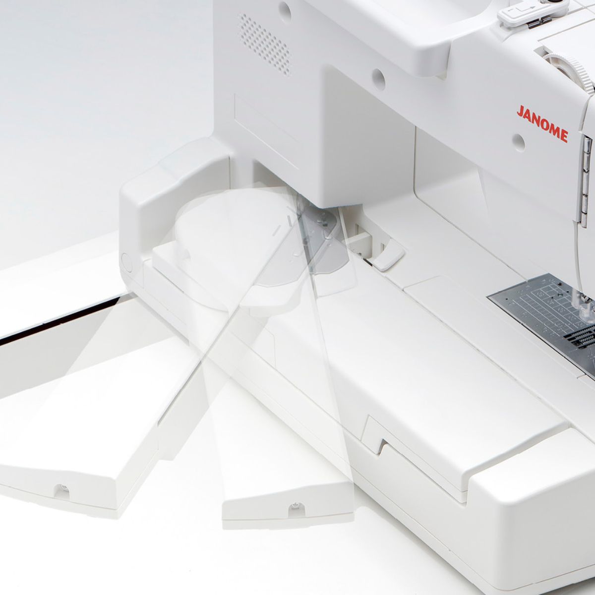Macchina per cucire e ricamare Janome Memory Craft MC1000 apertura braccio ricamo