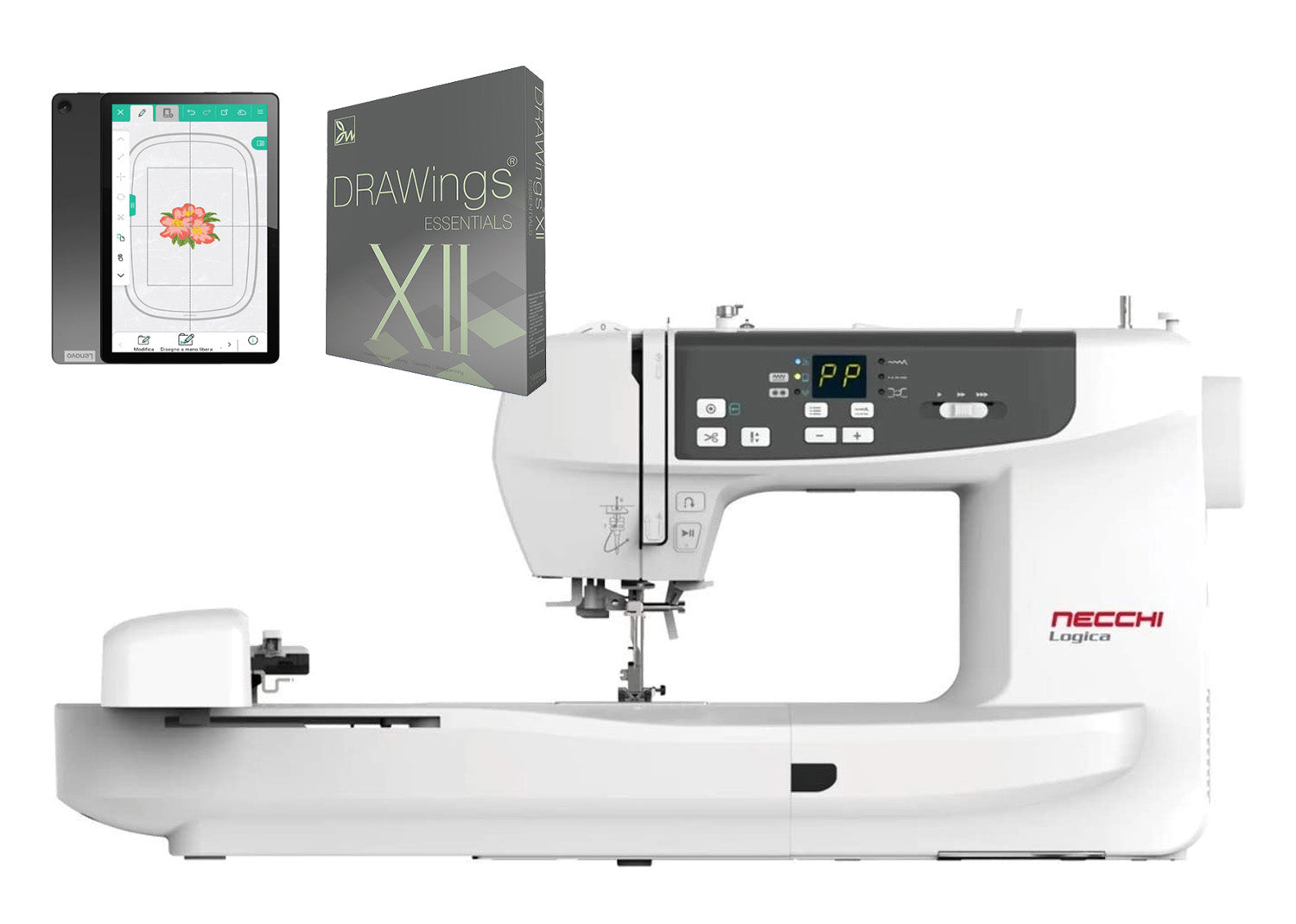 Macchina per Cucire e Ricamare Necchi Logica NCH05AX con Software Essential XII