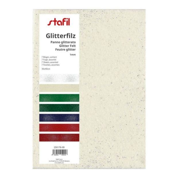 Stafil feltro da 1 mm 7 fogli colori assortiti glitterati