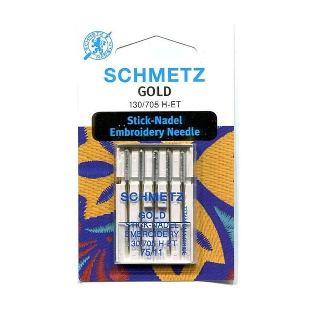 Aghi Schmetz Gold da ricamo in titanio n.75
