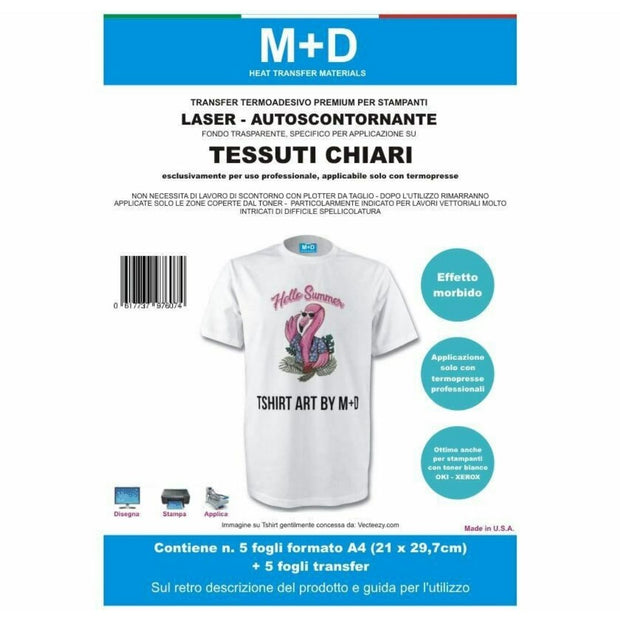 Fogli transfer stampabili laser Autoscontornanti - per tessuti chiari