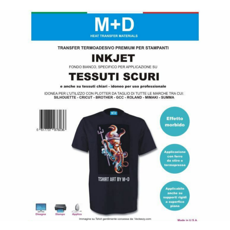 Fogli transfer stampabili inkjet per tessuti scuri - carta transfer TS –